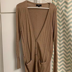 Mossimo Brown Long Cardigan Button Down